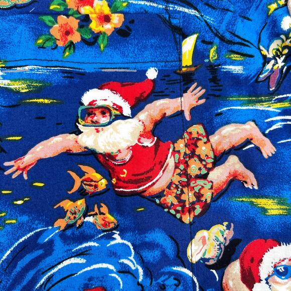 Vintage Mens Max Boxxer Yo Wear 100% Cotton Santa Claus Hawaiian Shirt Size L - Picture 8 of 11